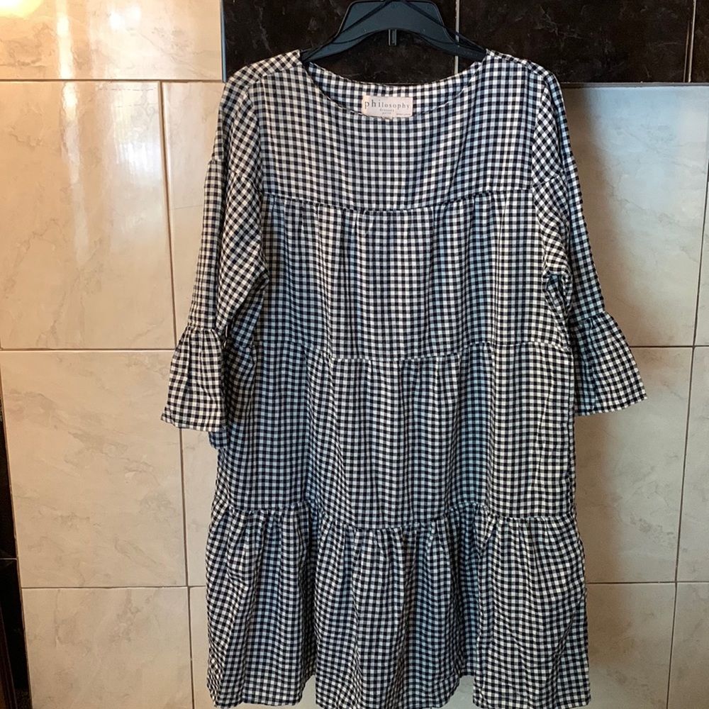 Philosophy tiered checkered dress